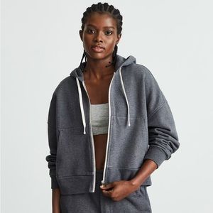 Everlane The Track Organic Cotton Hoodie in Dark Heather Gray